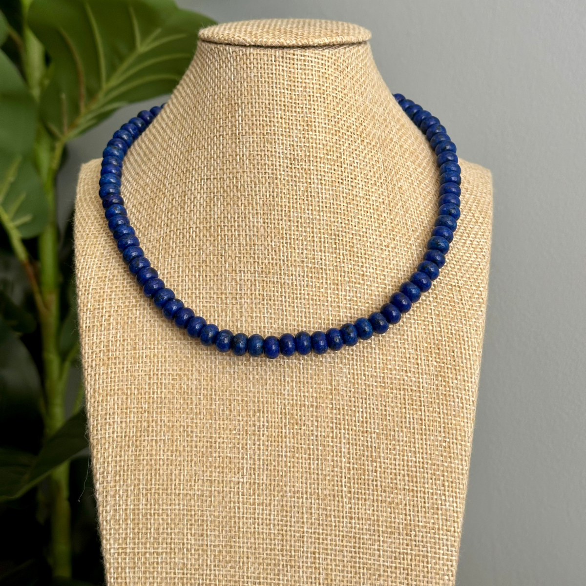 Dark Blue Beaded Stone Necklace