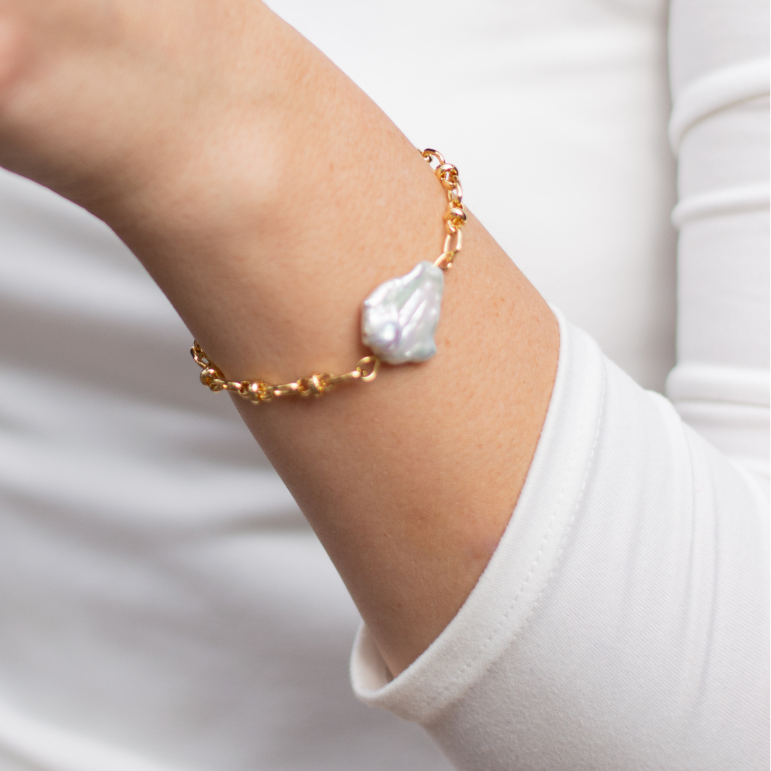 Gold Filled Freshwater Baroque Pearl Bracelet