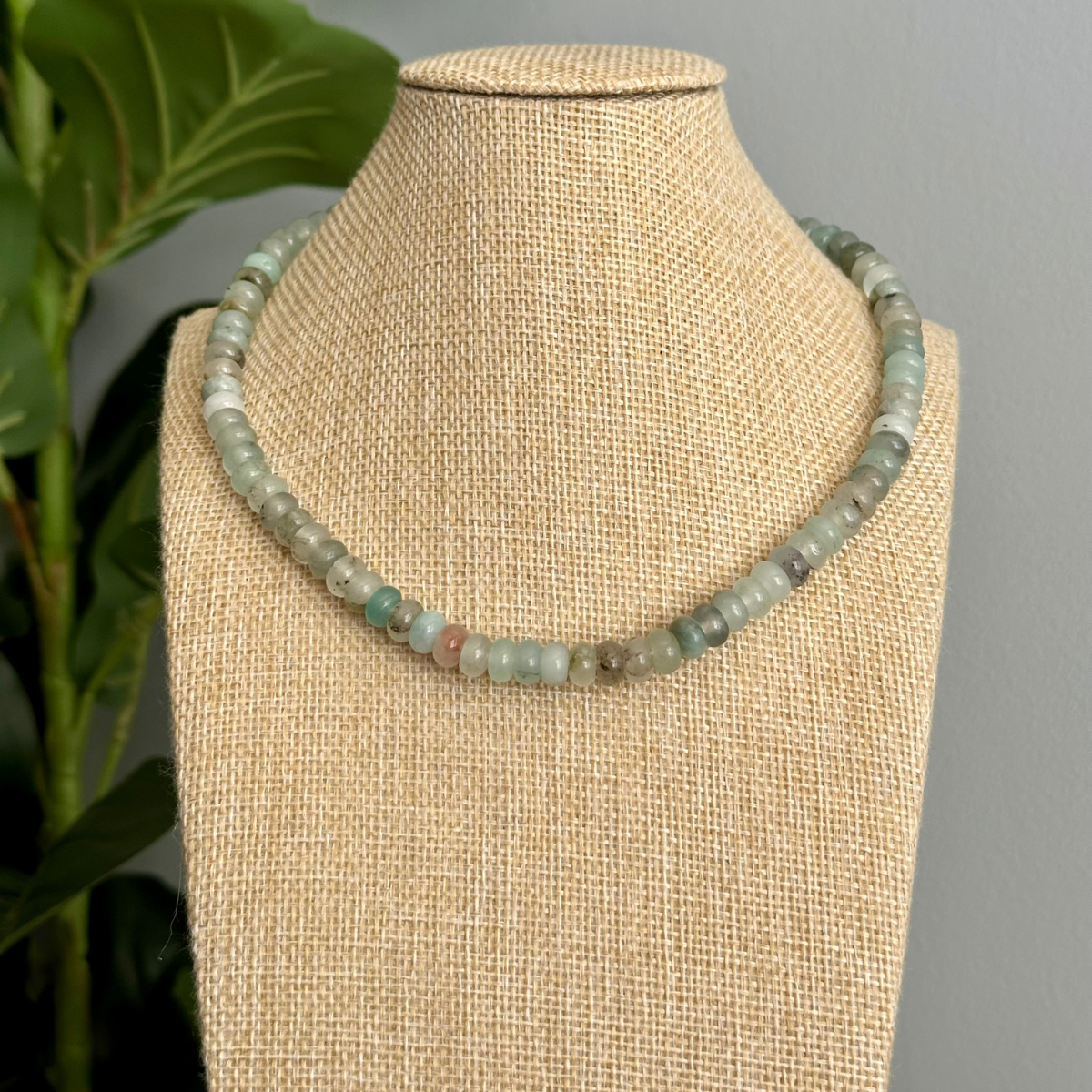 Sky Blue Beaded Stone Necklace