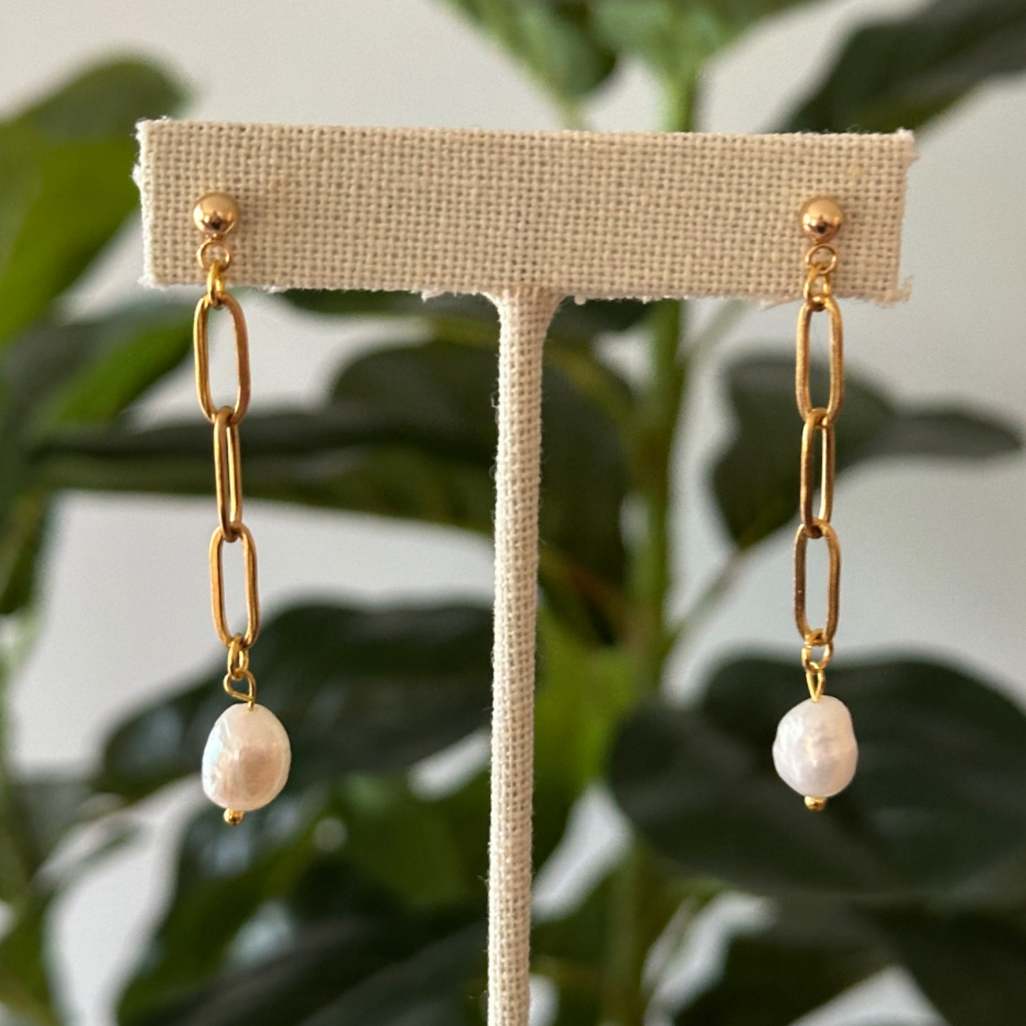 24K Gold Plated Pearl Drop Earrings