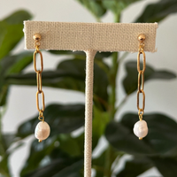24K Gold Plated Pearl Drop Earrings