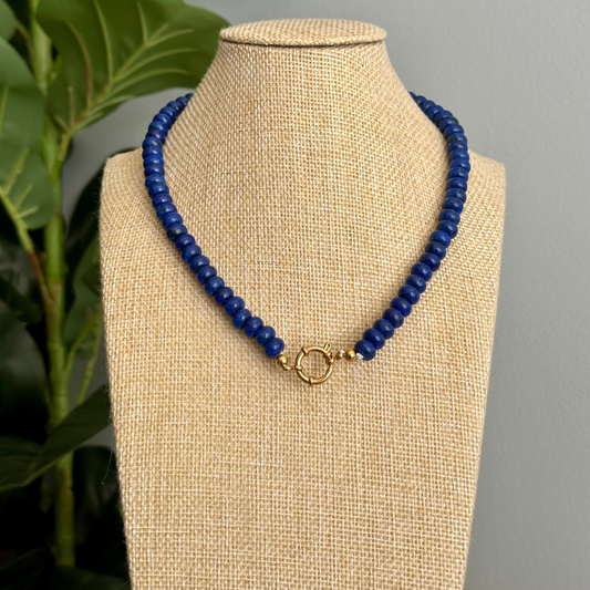 Dark Blue Beaded Stone Necklace