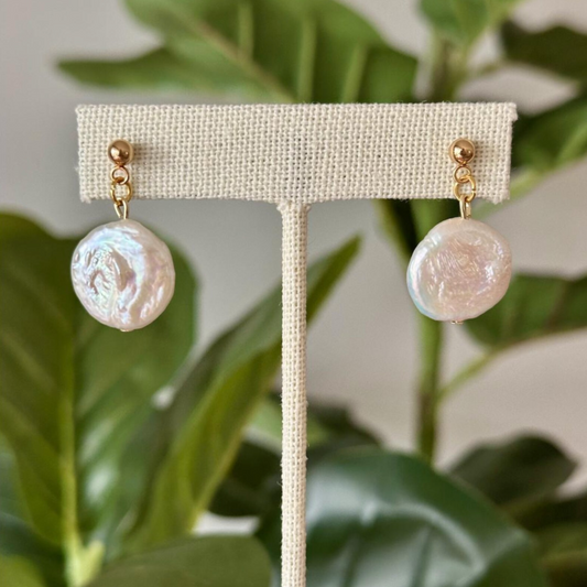 Gold Filled Natural Freshwater Pearl Dangle Earrings