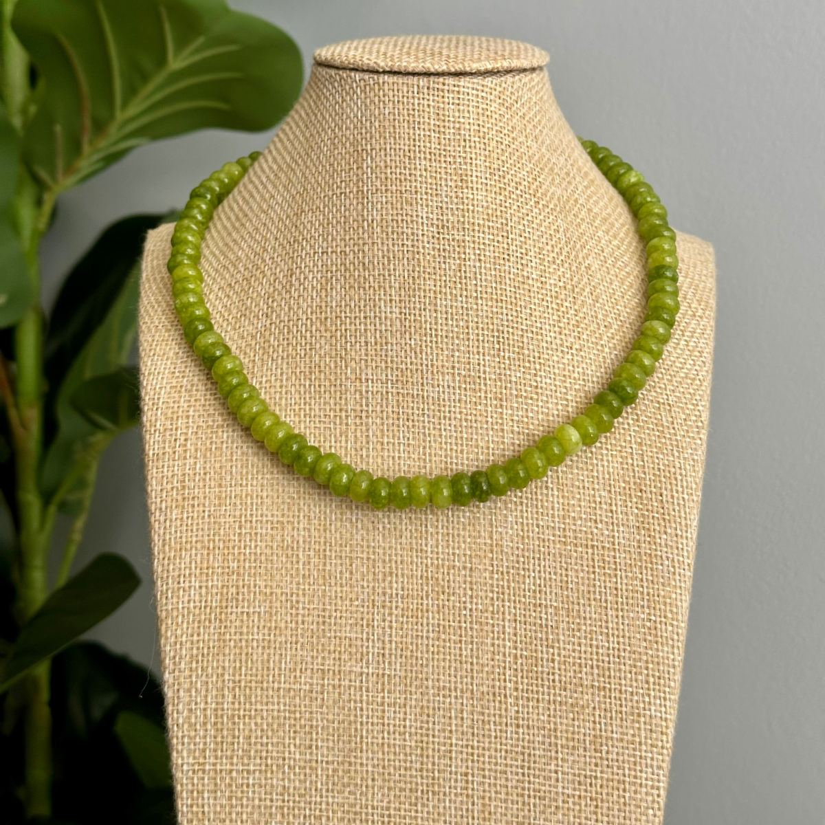 Green Beaded Stone Necklace