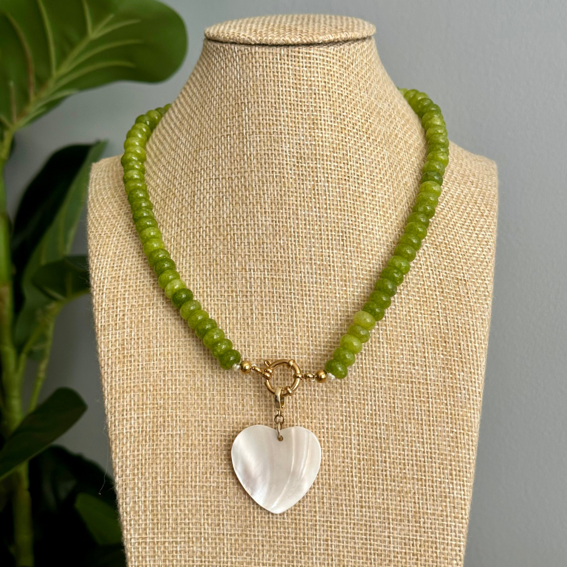 Green Beaded Stone Necklace