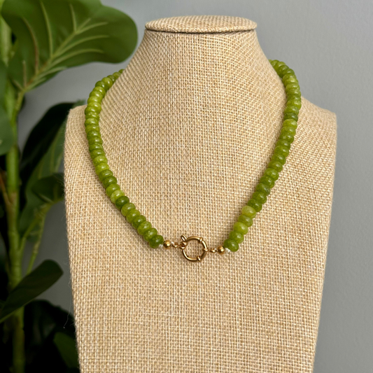 Green Beaded Stone Necklace