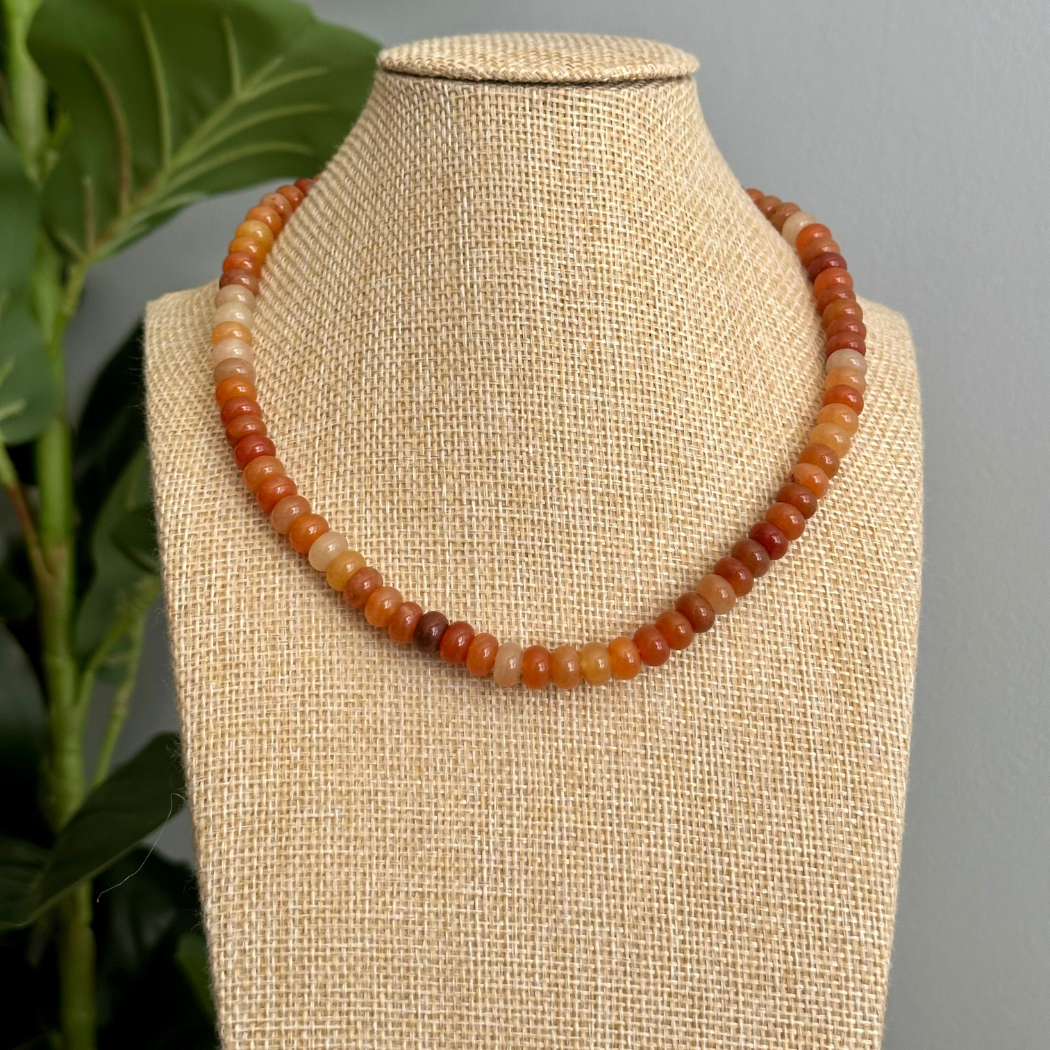 Orange Beaded Stone Necklace