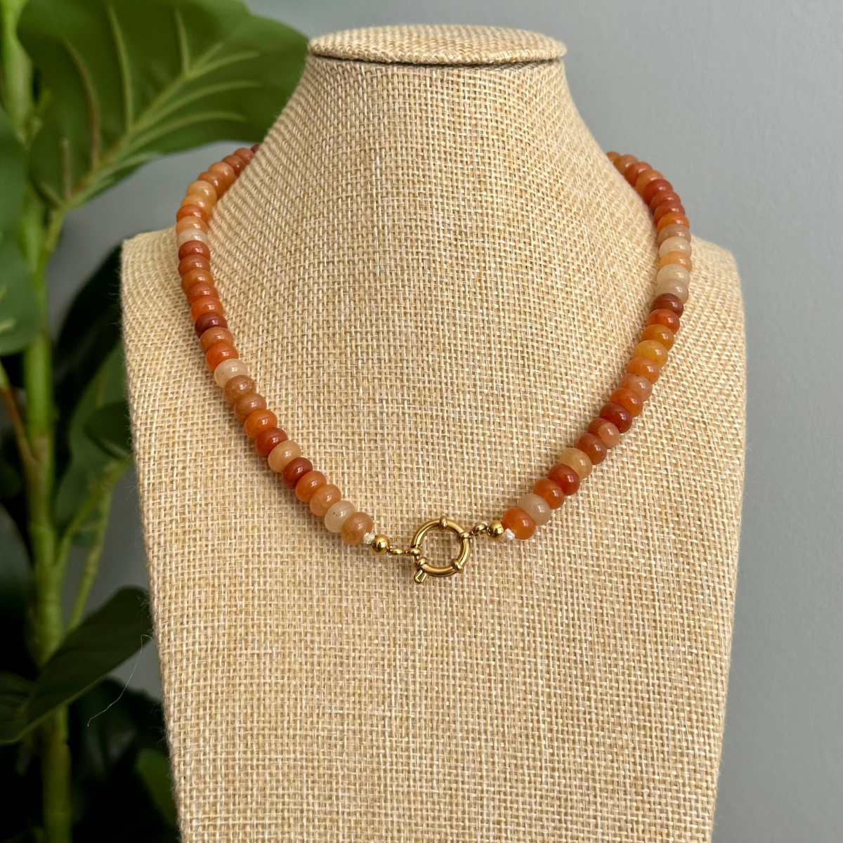 Orange Beaded Stone Necklace