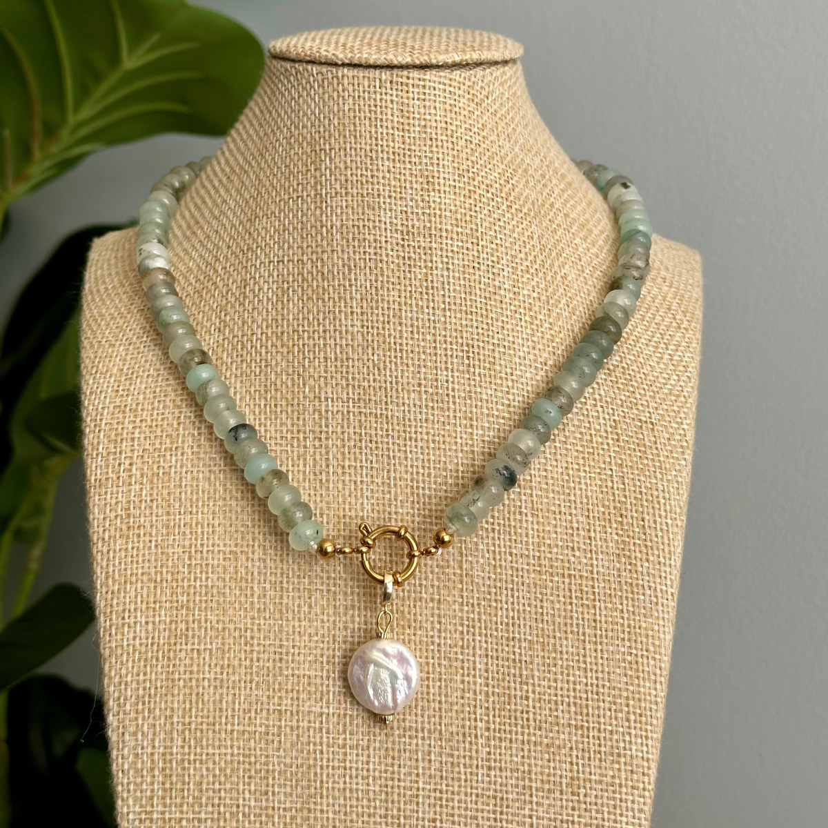 Sky Blue Beaded Stone Necklace