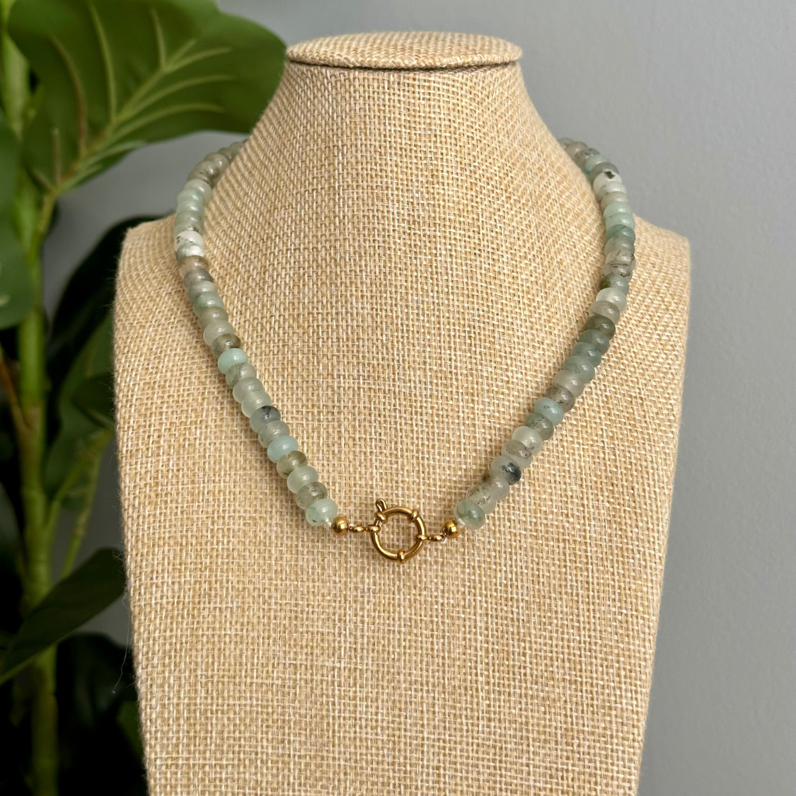 Sky Blue Beaded Stone Necklace