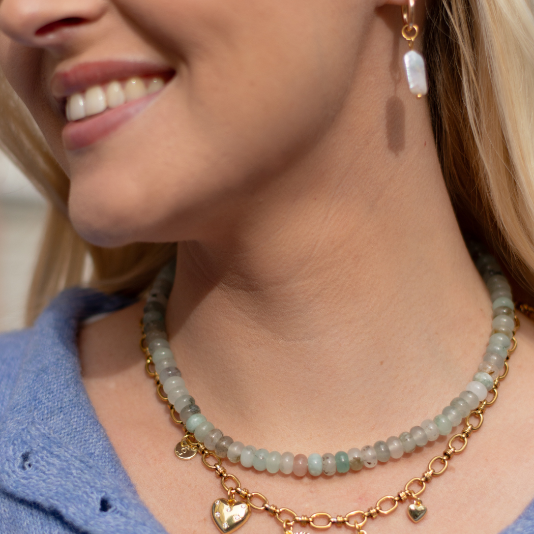 Sky Blue Beaded Stone Necklace